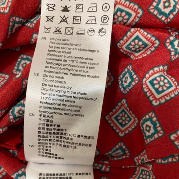 Sandro Red Geometric Print Silk Mini Dress Size 4 - Picture 14 of 15